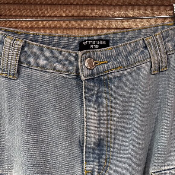 Pretty Little Thing Petite US SZ: 6 Blue Denim Cargo pants - Picture 12 of 13